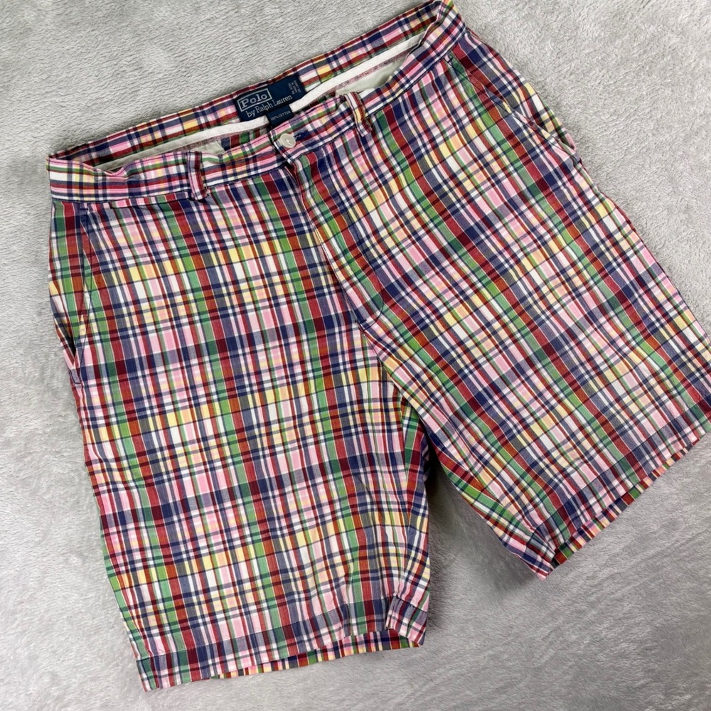 Polo‎ Ralph Lauren Men's Plaid Madras Cotton Shorts Size 33 Multicolor Casual